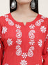 Samma Chikankari CO-ORD Set In Modal Cotton for Women In RED